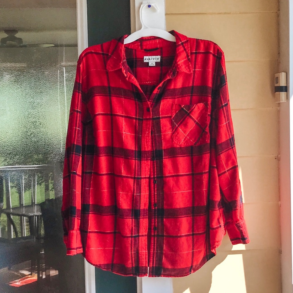 Ava & Viv Red Flannel, Size 2X
